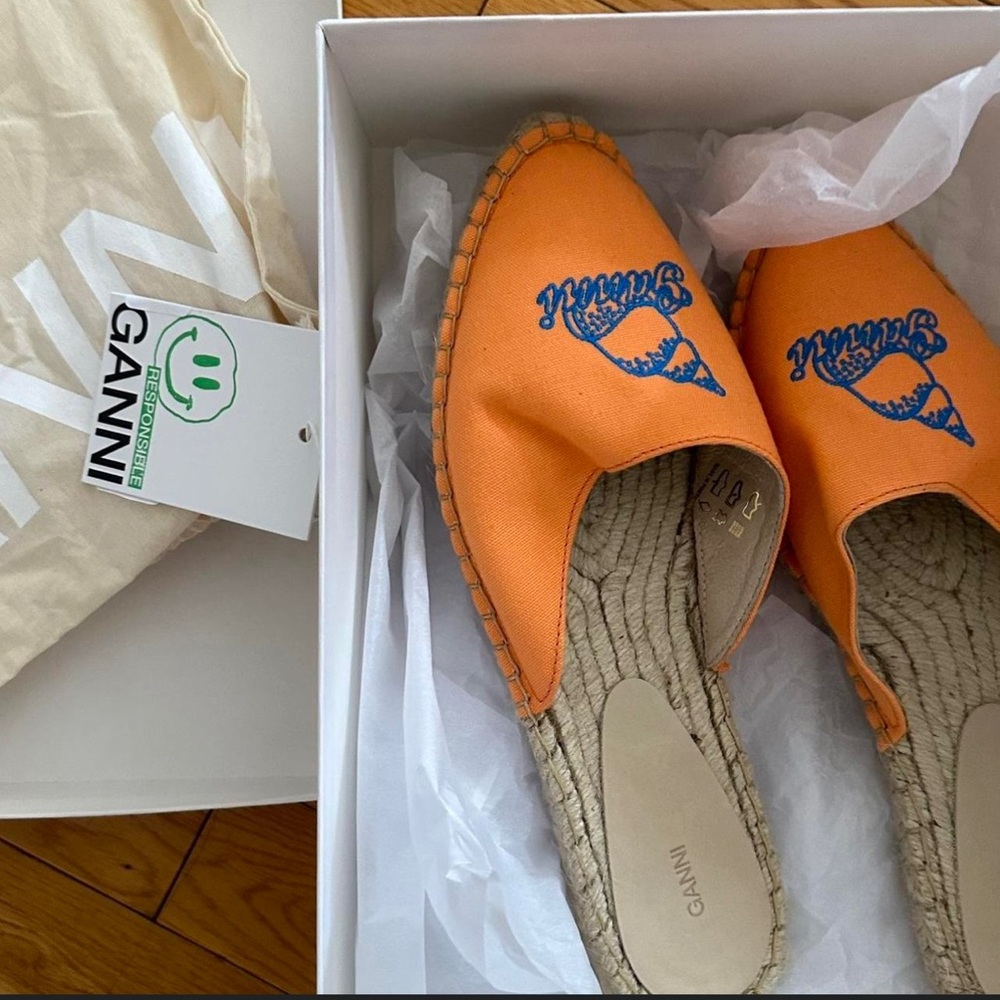 Ganni embroidered slides